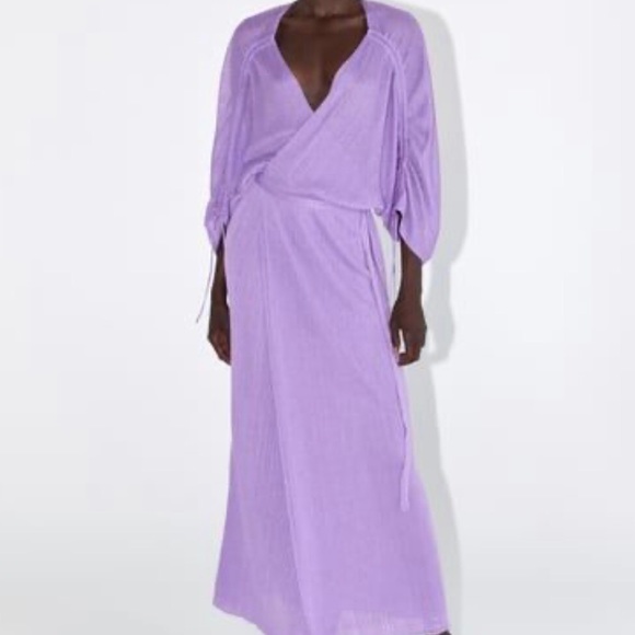 Zara Dresses & Skirts - Zara Sheer Lilac Maxi Wrap Dress